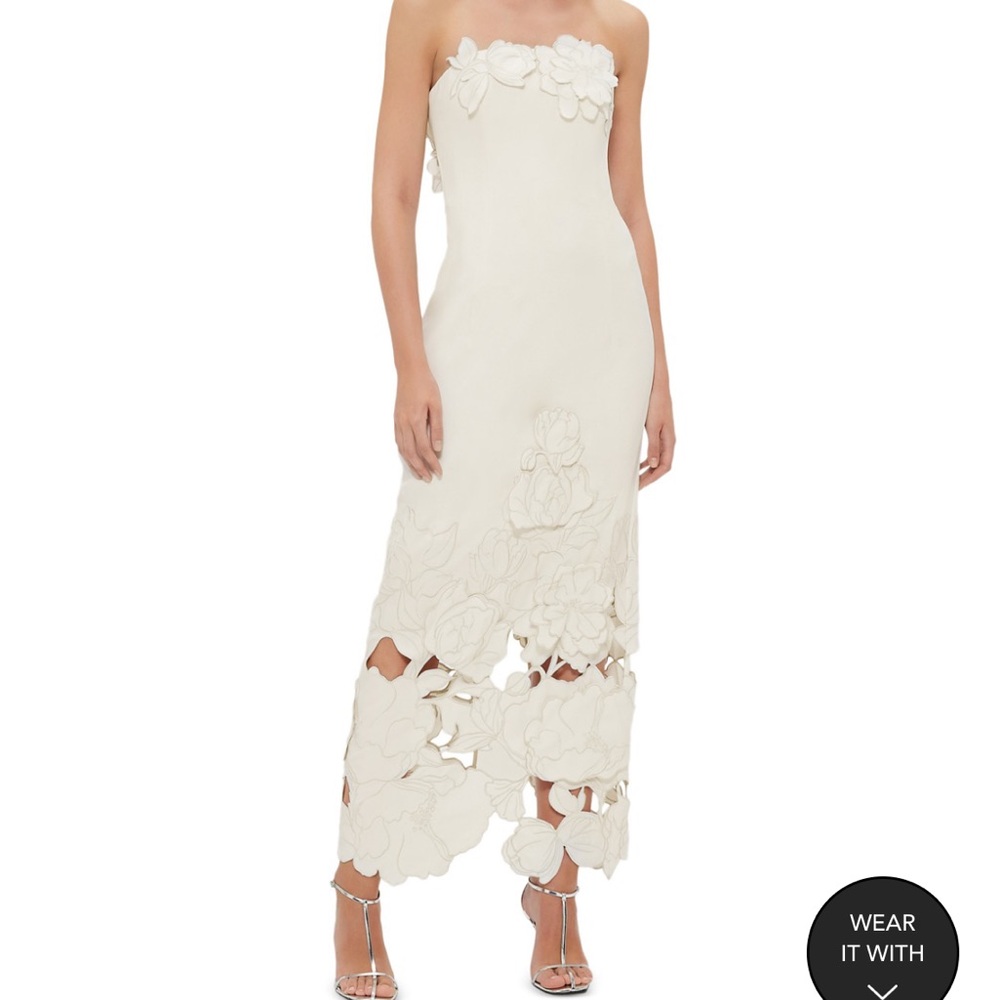 Leo Lin Rayna Crepe Strapless Dress in Vanilla